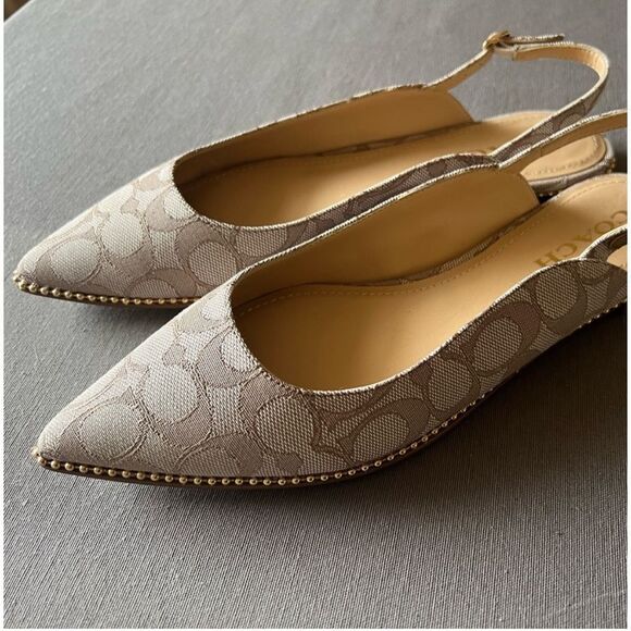 NEW WITH BOX COACH VAE SKIMMER JACQUARD SLINGBACK FLATS SIZE 10 - Picture 6 of 12